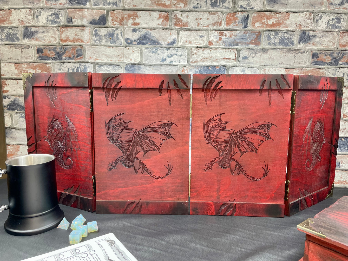 4 panel folding Dungeon Master Screen In choice of colours and designs.