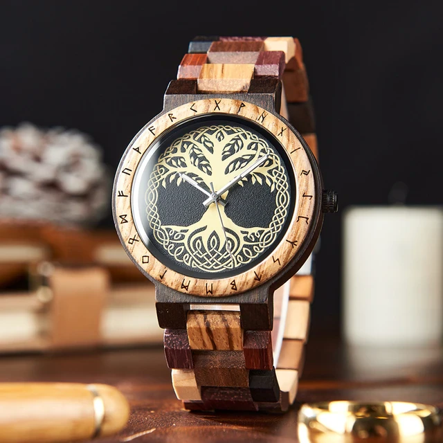 Norse Viking Style Wooden Watch | Personalised Viking Watch | Yggdrasil Watch