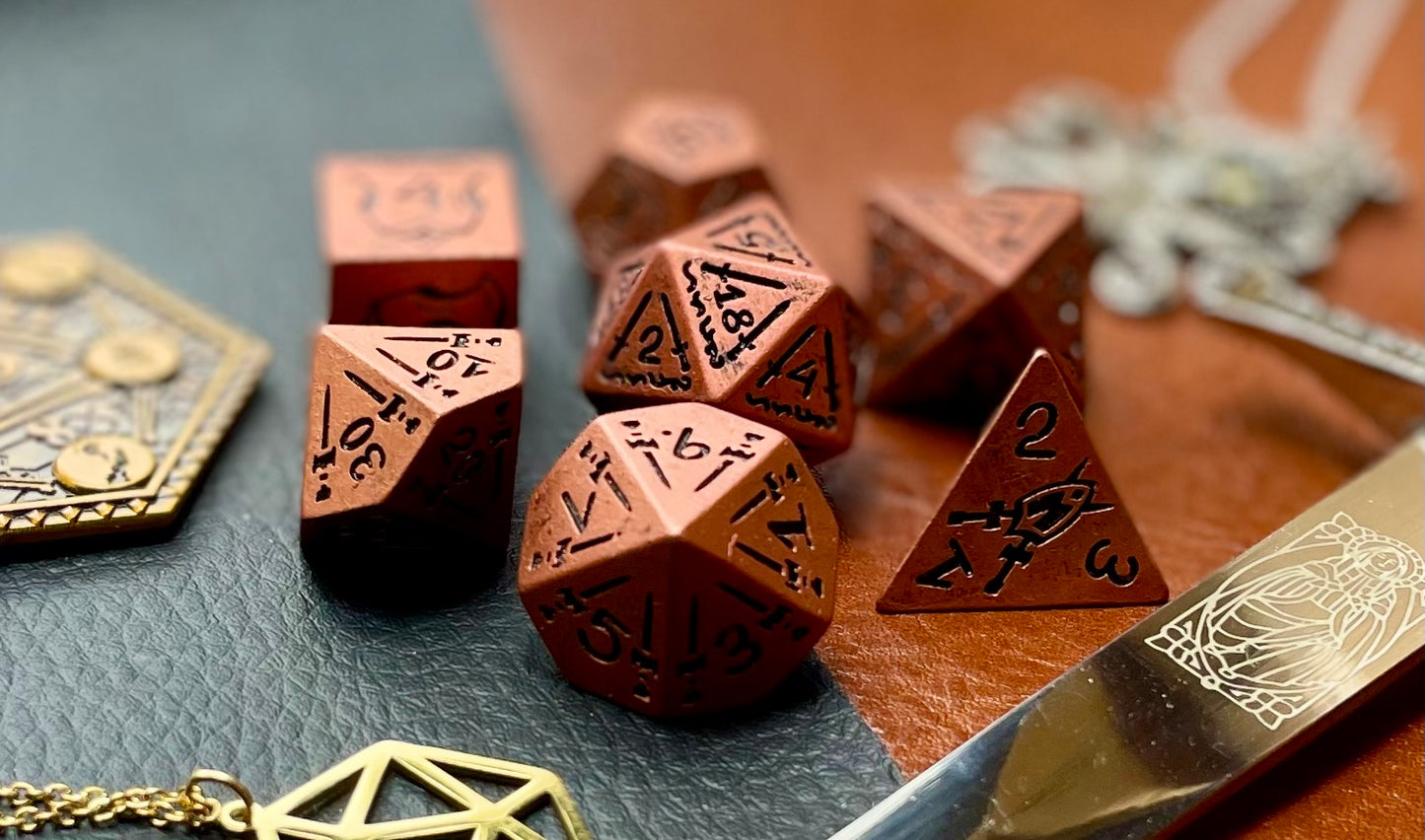 Copper Combat Polyhedral Dice Set