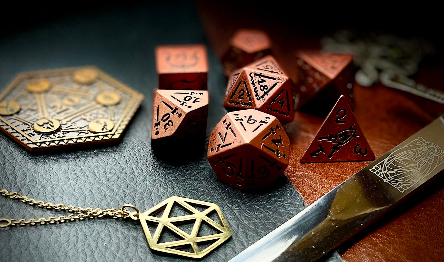 Copper Combat Polyhedral Dice Set