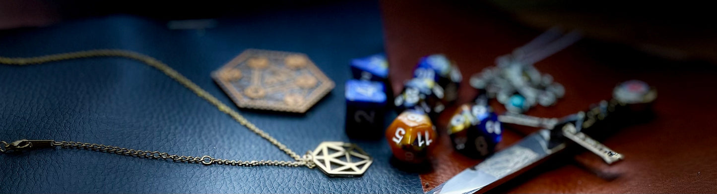 Elemental gold and black resin polyhedral dice set. Unleash the fury of the fire elemental spirits with these fantastic resin dice. Combining gold and black swirls; each dice has its own unique pattern.