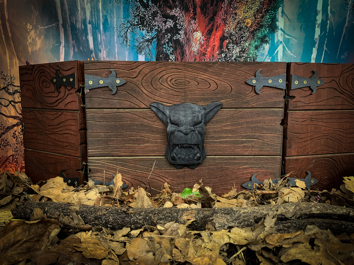 The Storytellers Screen - Wood Effect Dungeon Master Screen With 3D Carving