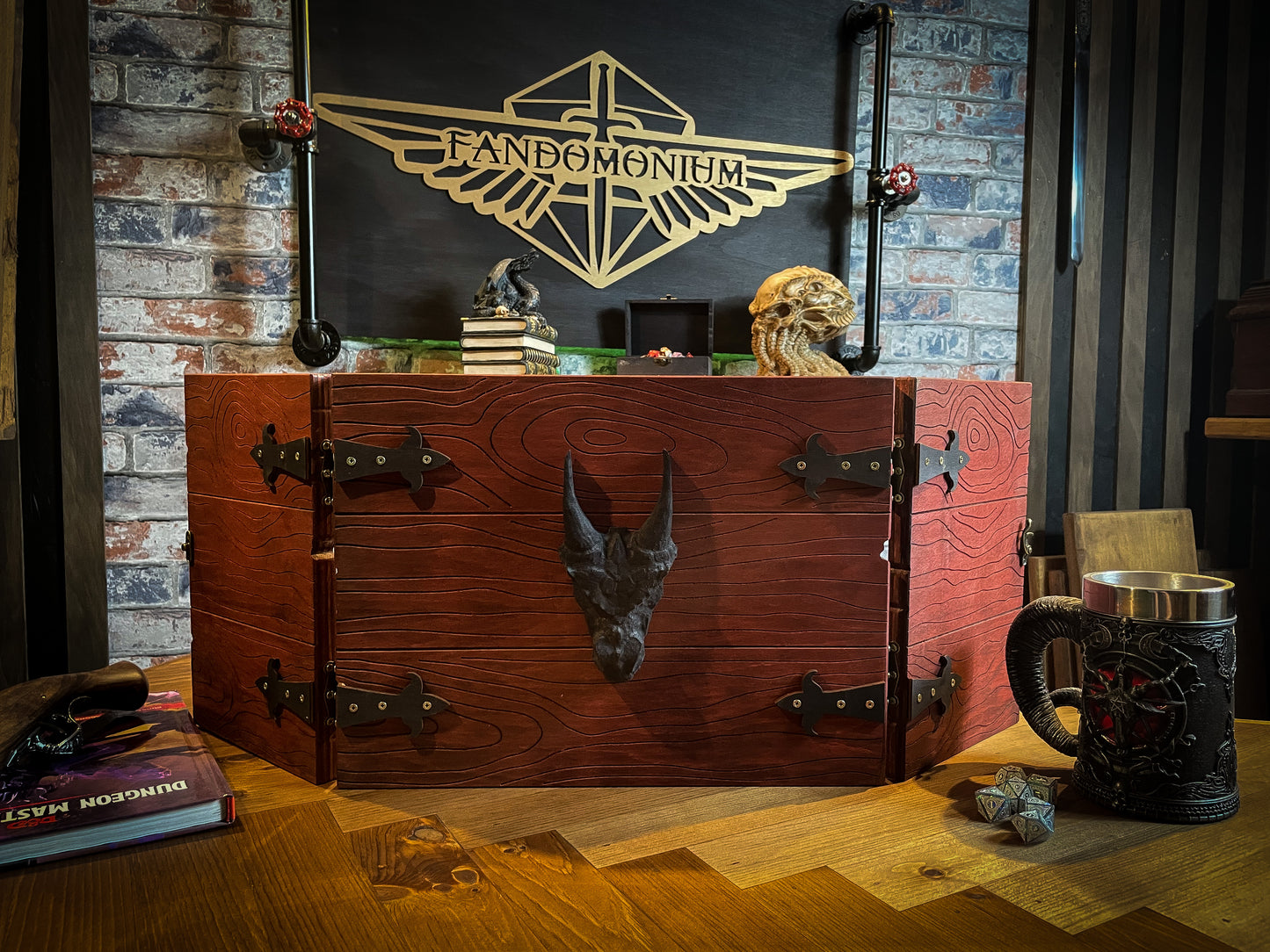 The Storytellers Screen - Wood Effect Dungeon Master Screen With 3D Carving