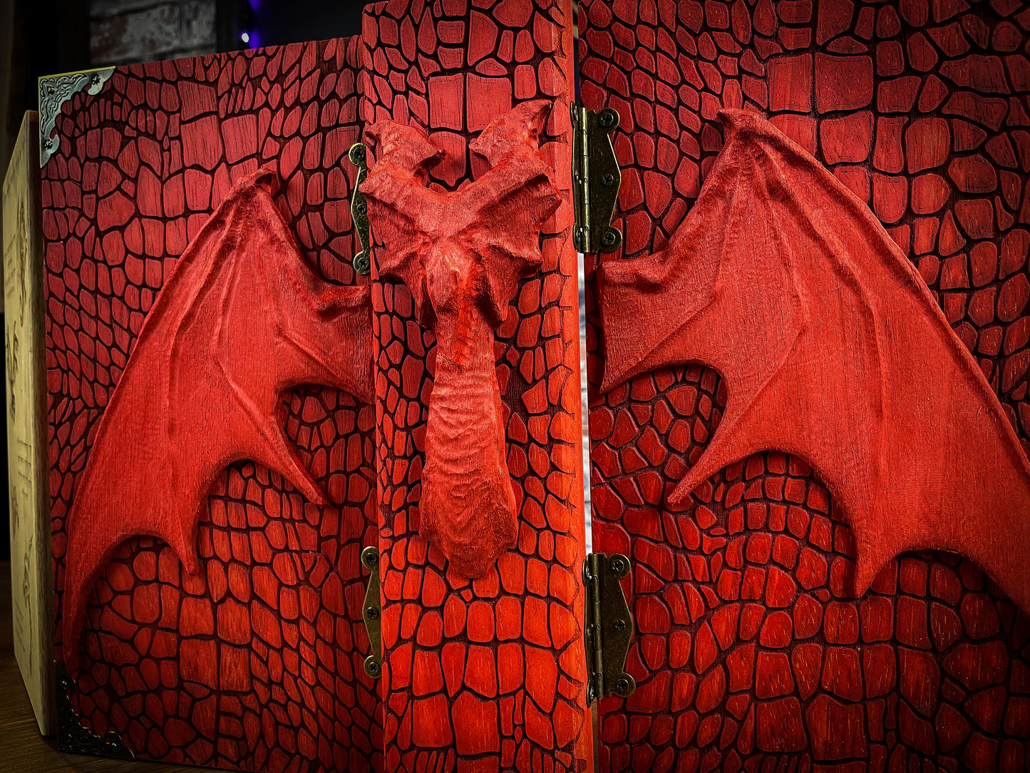 Screen of the Fire Dragon Folding Solid Wood Dungeon Master Scree. For Dungeons and Dragons and other tabletop games. Free UK Delivery with Fandomonium