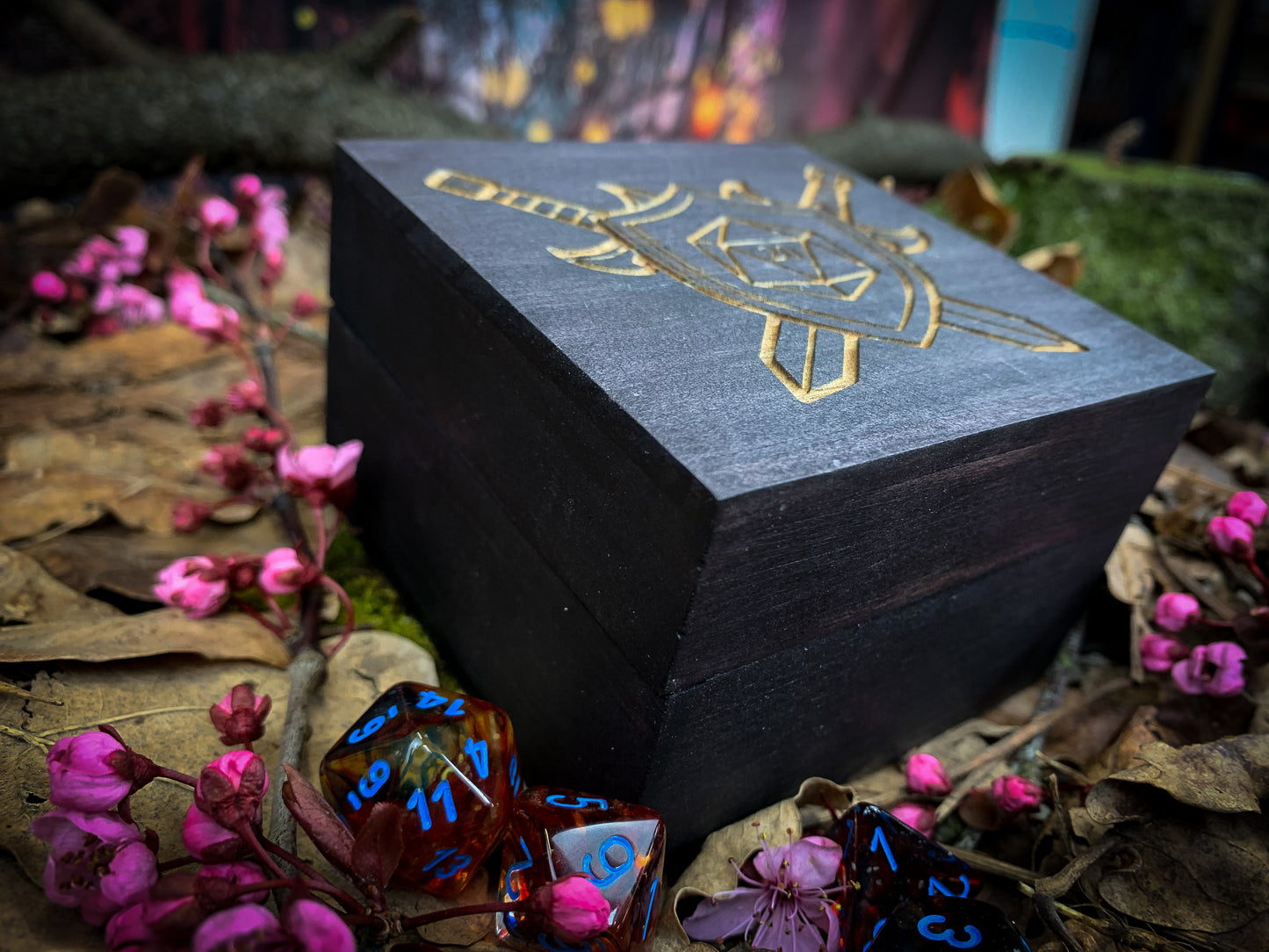 Choose from over 25 different designs and 8 colours to create your own unique dice box. Our boxes have been specially designed and manufactured for storing dice. We engrave, paint and finish each box individually on site before sending it on its way to you. Perfect from Dungeons & Dragons pathfinder and many other types of tabletop games.