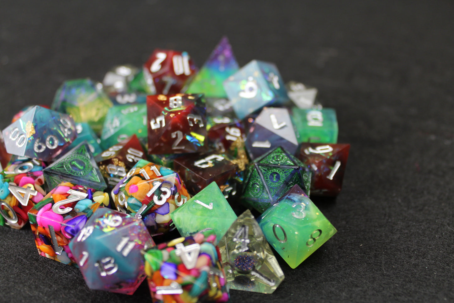 Mystery Bag!
Each bag contains 6 random sets of sharp edge polyhedral dice. Each set will be different - no duplicates!