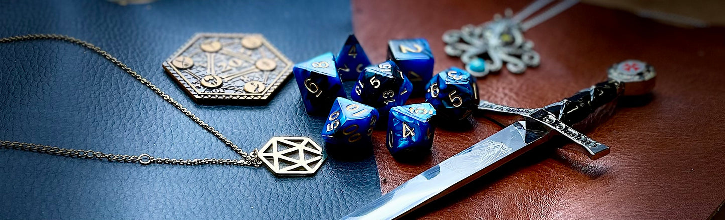 Elemental Blue And Black Polyhedral Dice Set