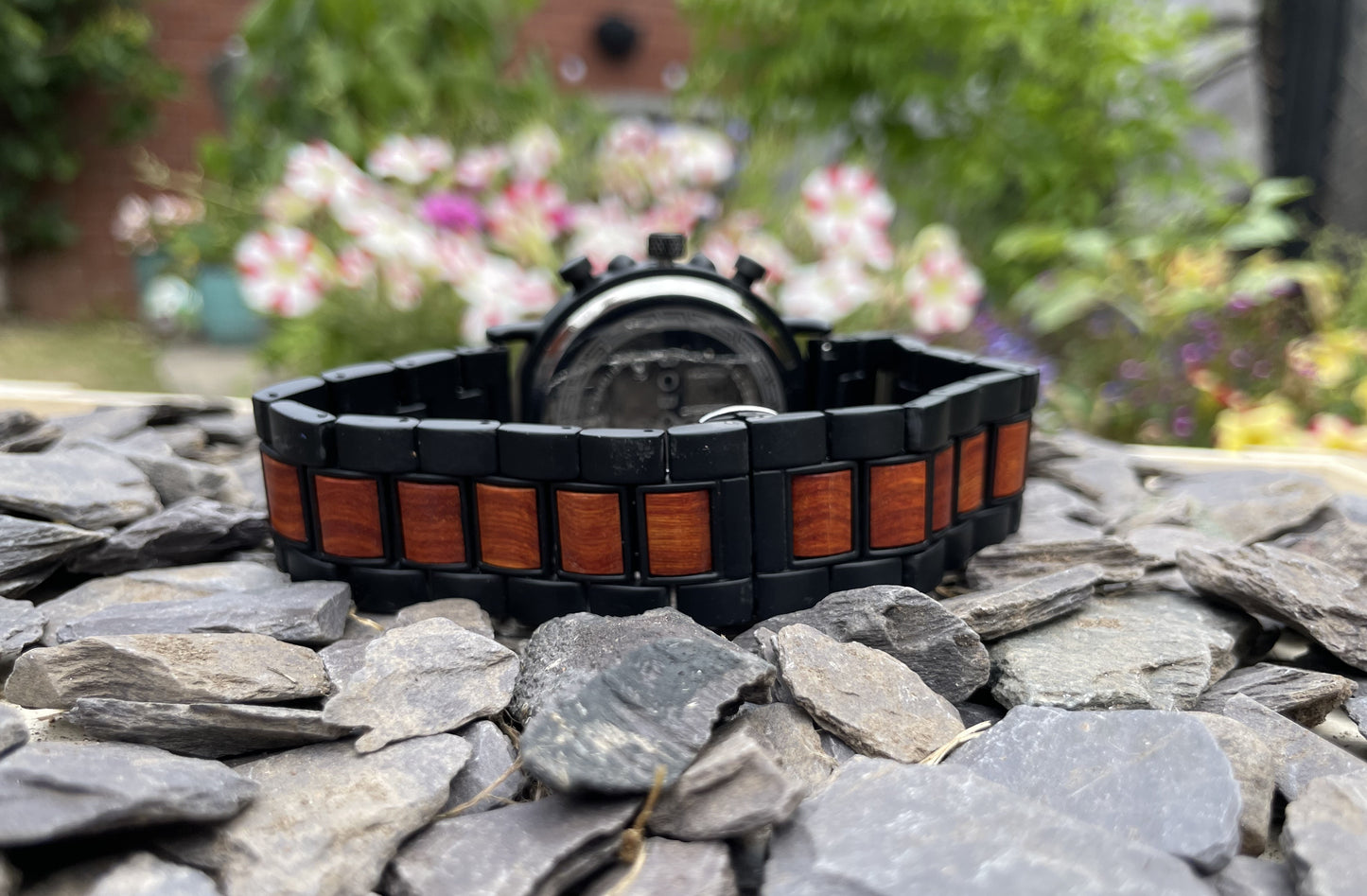 Walnut & Metal Interlocking Strap Self Winding Wooden Eco Watch