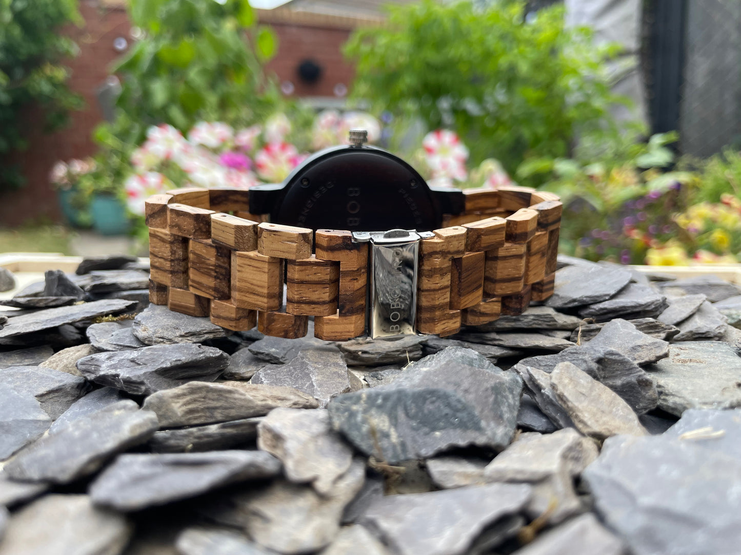 Zebrano Wooden Eco Watch With Day Of The Week Tracker
