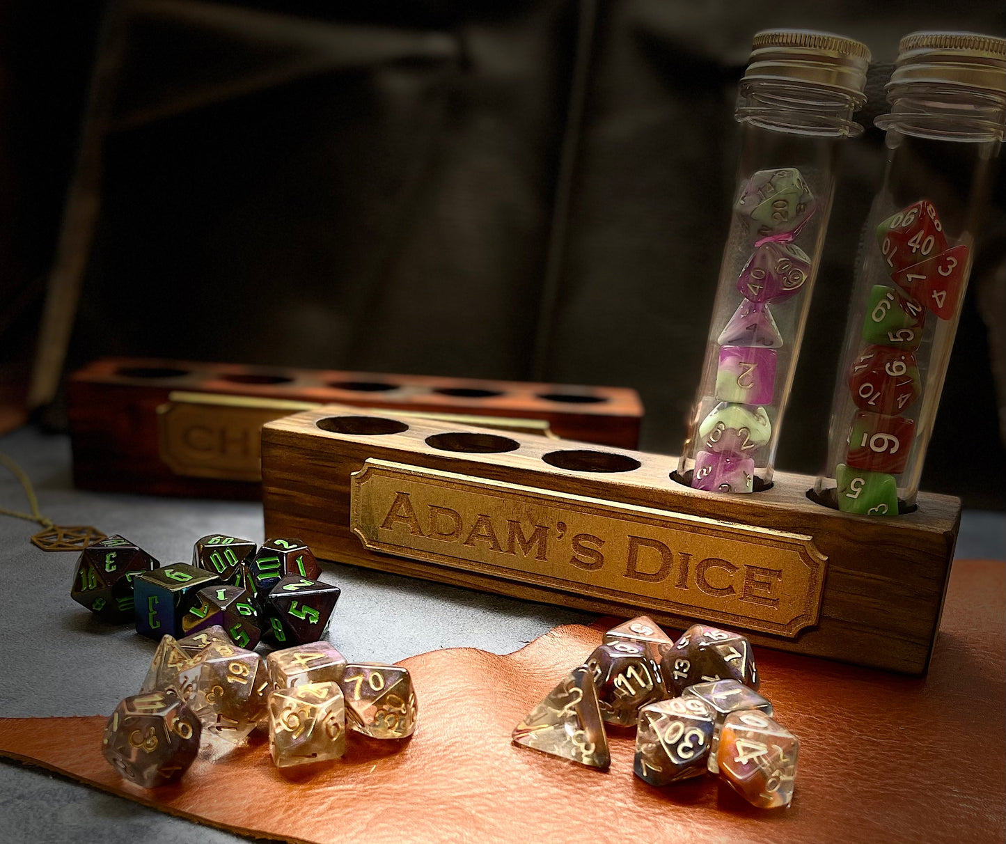 Dice Tube Storage With Personalised Stand