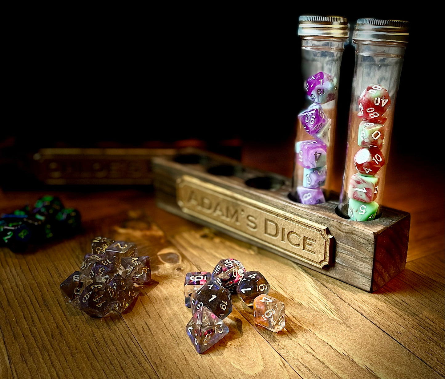 Dice Tube Storage With Personalised Stand