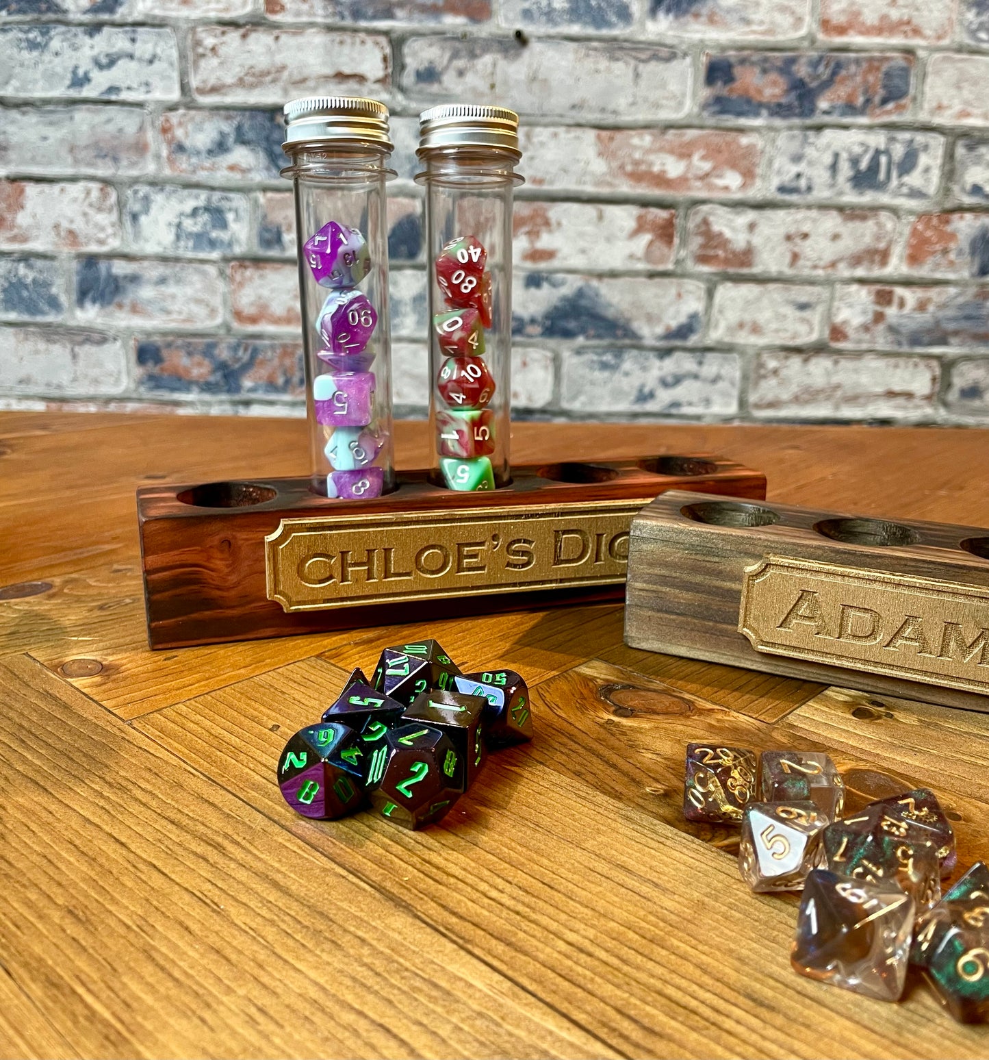 Dice Tube Storage With Personalised Stand