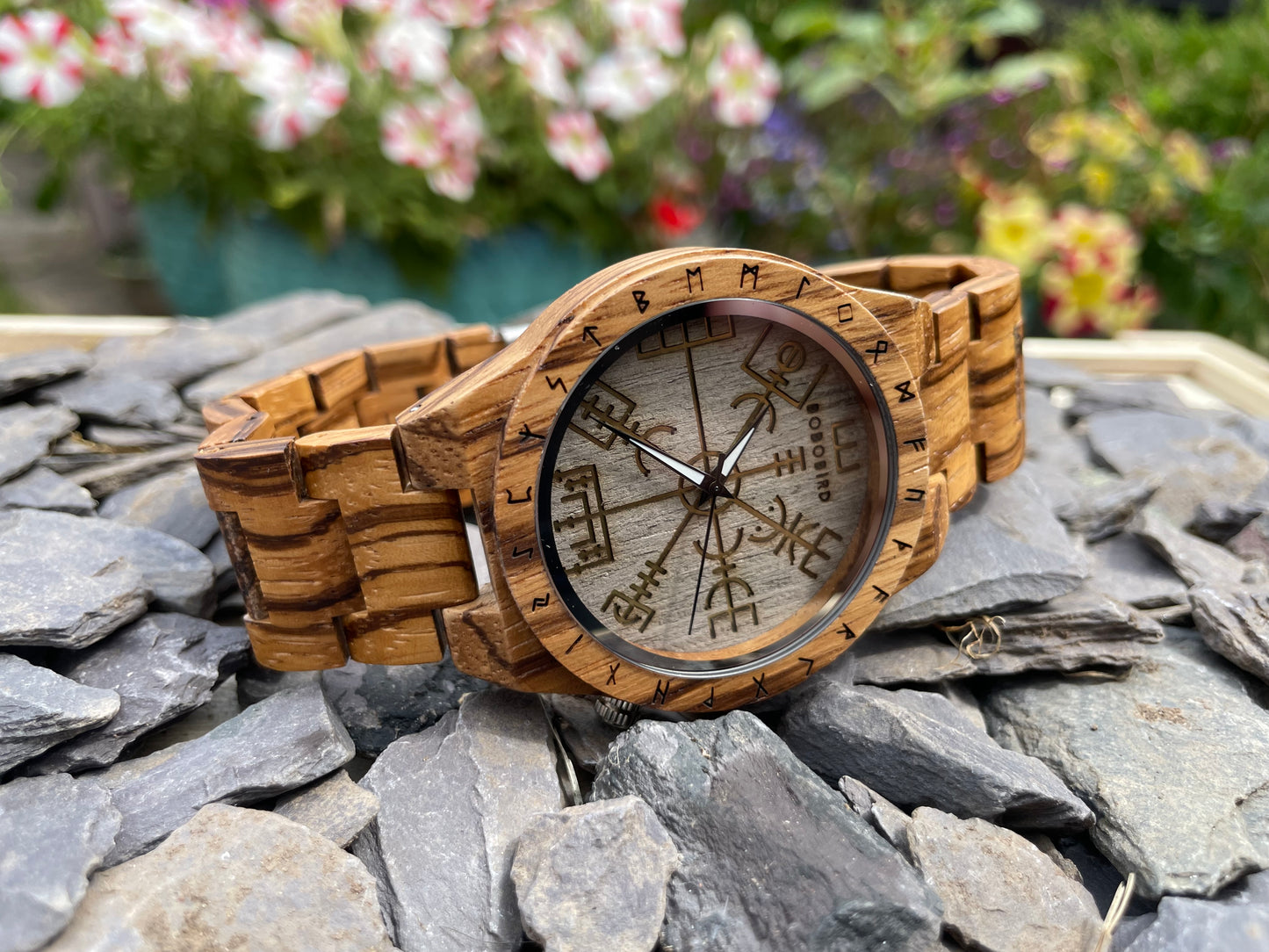 Vegvisir Design Zebrano Wooden Eco Watch. Free UK Delivery With Fandomonium