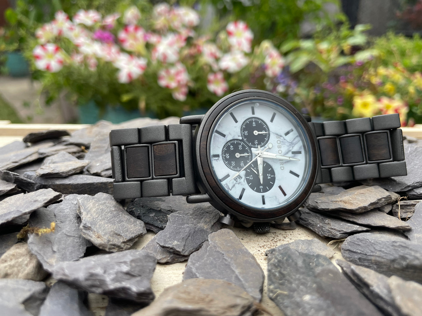 Walnut And Black Metal Self Winding Eco Watch