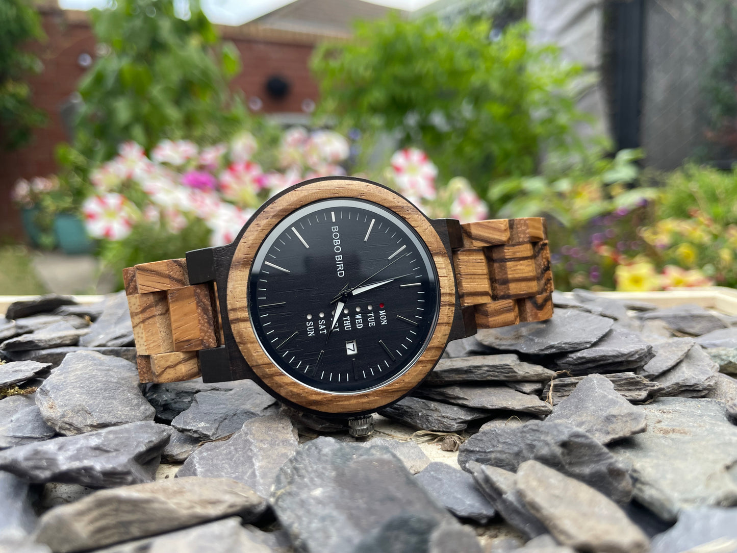 Zebrano Wooden Eco Watch With Day Of The Week Tracker
Made from solid "Zebra" wood; these watches are both comfortable to wear and a unique timepiece.