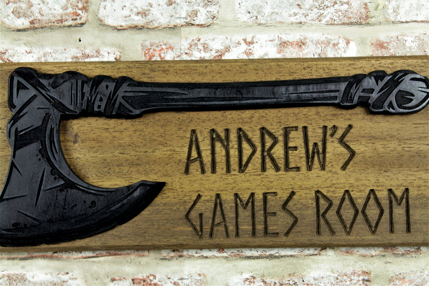 Viking Axe 3D Wall Sign | Personalised Door Sign | Unique Gift Idea | Wall Art | Carved Wall Signs