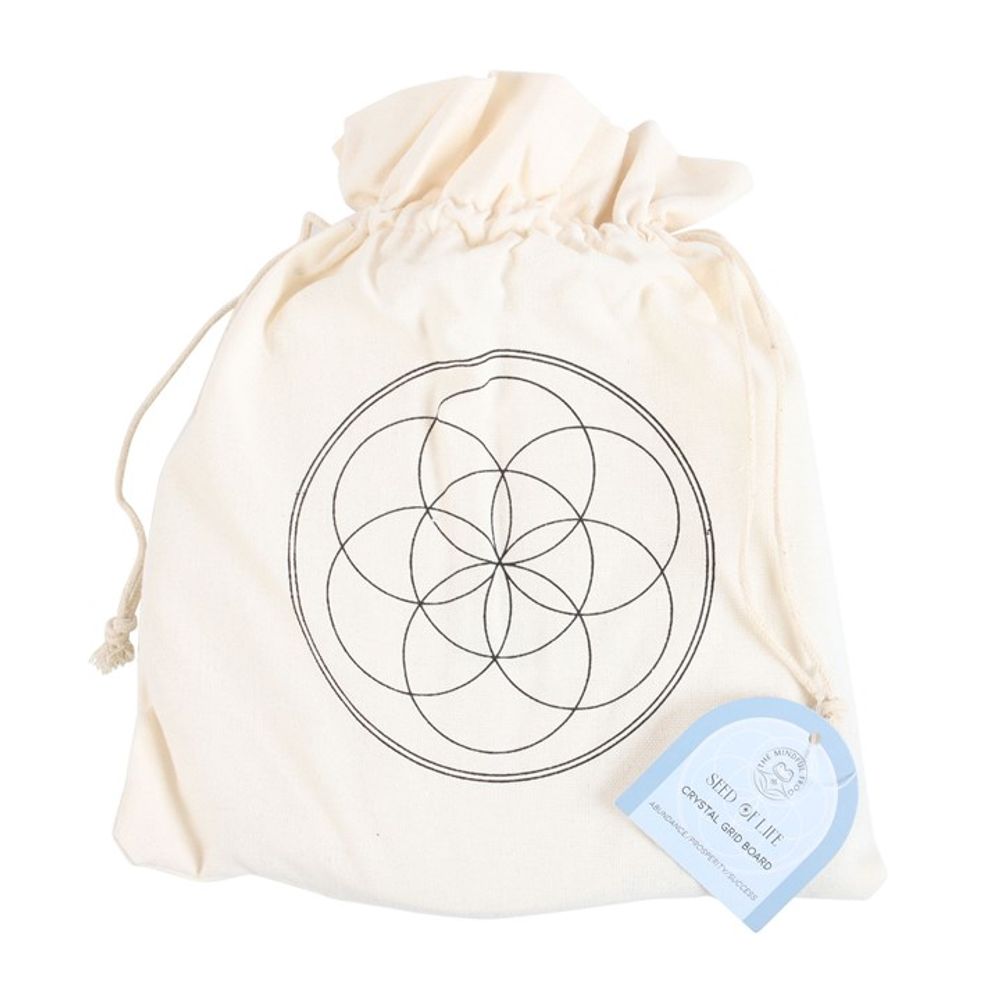 Seed of Life Crystal Grid Set Practice the spiritual art of amplifying energies with this lovely crystal grid set. The Seed of Life is a geometric pattern widely recognised as a visual representation of the universe. This set includes everything needed to arrange your own crystal grid for attracting abundance, prosperity and success. Free UK delivery by Fandomnium