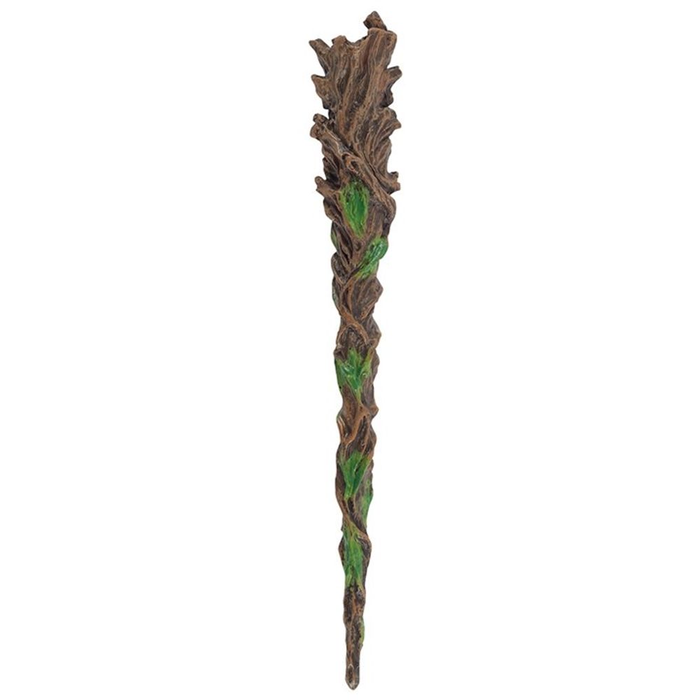 Man of the Wood Wand This intricately moulded resin wands features a detailed Man of the Wood design accented with green leaves and twisting branches. Perfect for natural witches and wizards that love the mythology behind the popular Green Man. Free UK delivery by Fandomonium