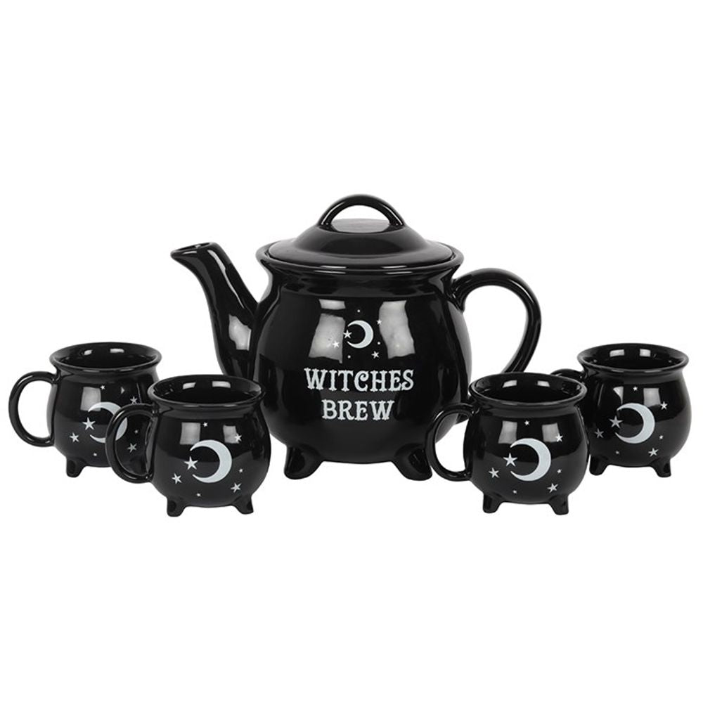 Witches Brew Ceramic Cauldron Tea Set Treat your witches to some afternoon tea with this 'Witches Brew' teapot and 4 cauldron cups. It's sure to cause a commotion at the next coven meeting. An ideal gift for one of your Coven. Free UK delivery by Fandomonium