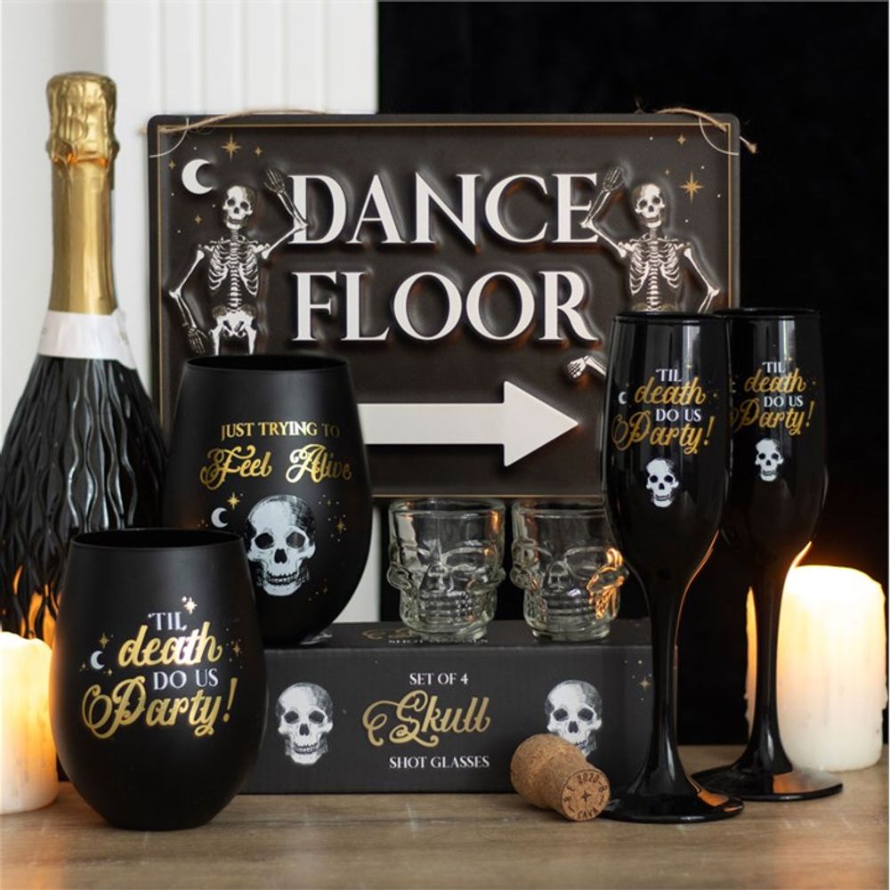 Set of 4 Skull Shot Glasses Set Raise a glass to the extraordinary with these unforgettable shot glasses with a unique skull design. Whether as a gift for a friend who loves unique glassware or as an addition to your own collection of unique barware, these skull shot glasses are sure to be favoured pieces. Free UK delivery by Fandomonium