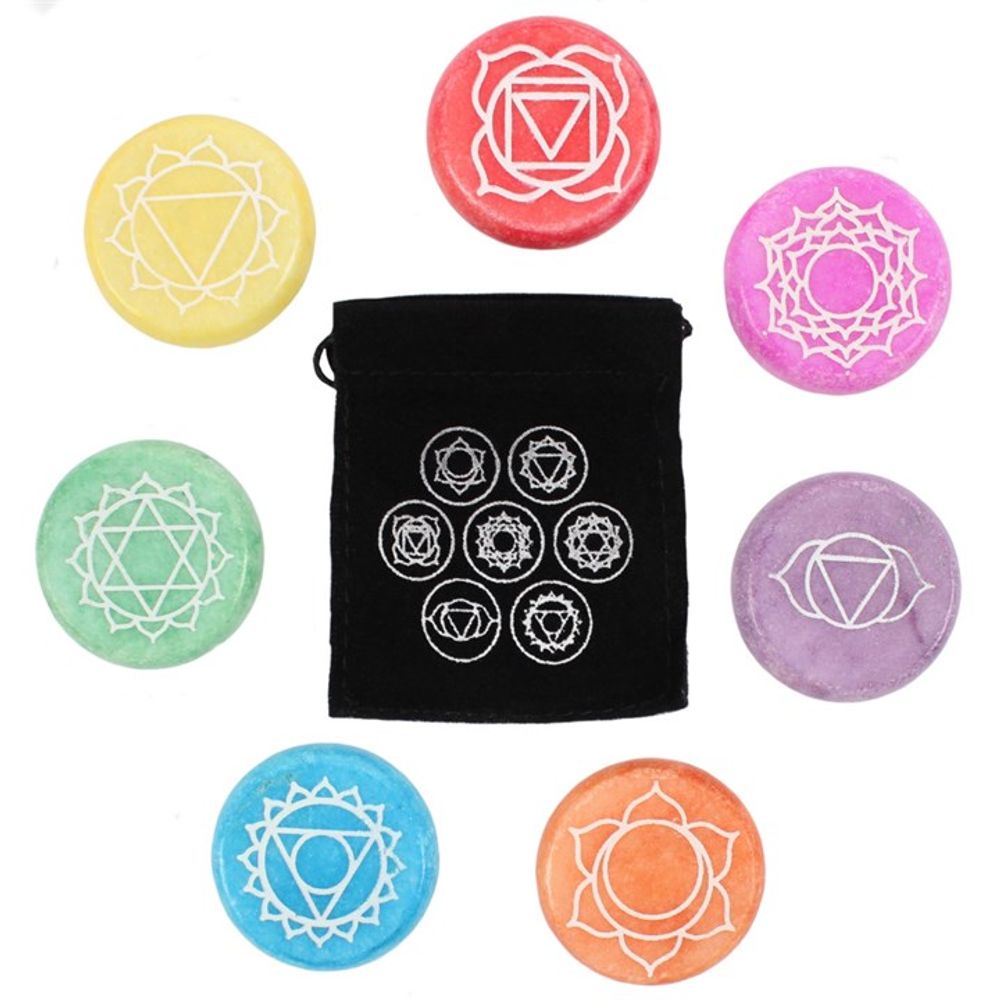 Set of 42 Chakra Meditation Stones These quality brightly coloured chakra meditation stones are the perfect gift for those who practice yoga, reiki or simply want to connect with their physical and spiritual well being. Free UK delivery by Fandomonium