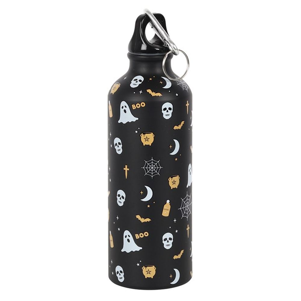 Witches Brew Reusable Metal Water Bottle Even witches need to keep hydrated! This metal water bottle makes a great, eco-friendly replacement for plastic and features a screw-top lid and convenient clip for taking on the go. Designed with a fun Halloween print and vintage-inspired 'Witches Brew' illustration that is truly bewitching. 