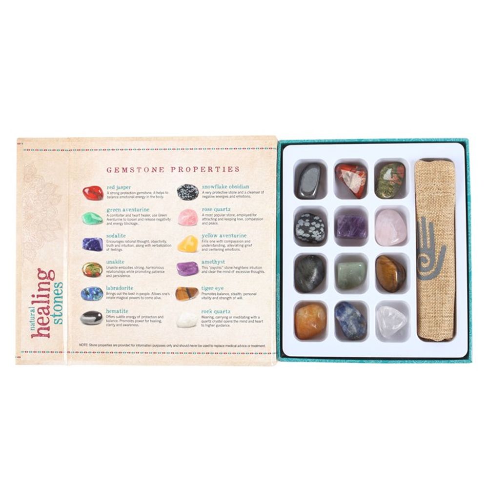 Set of 12 Natural Crystal Healing Gemstones This gift set includes a selection of twelve carefully chosen tumblestones to enhance meditation and crystal healing practices. From the balancing energy of red jasper to the calming influence of rose quartz, these stones offer a diverse range of properties to support emotional well-being and spiritual growth. Free UK delivery by Fandomonium