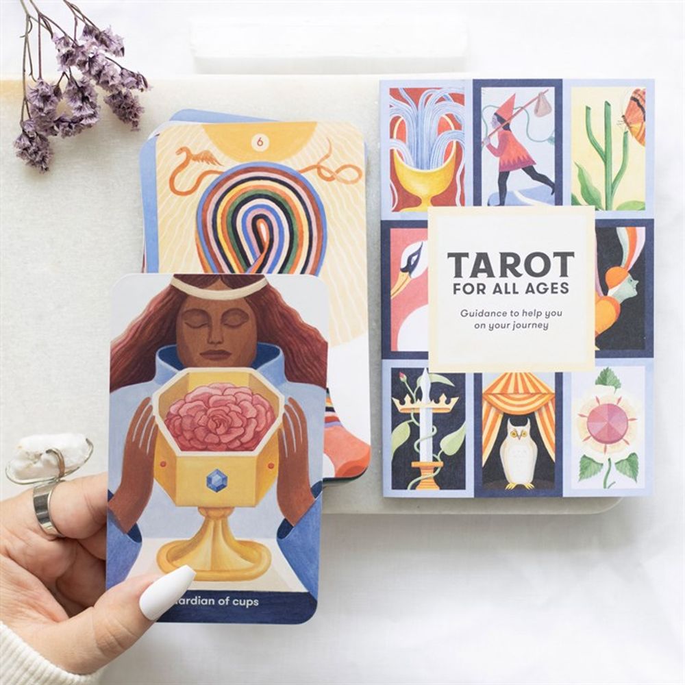 Tarot For All Ages Tarot Cards The Tarot For All Ages tarot card deck by Elizabeth Haidle includes a 78-card deck and and informational guidebook. This deck has been thoughtfully designed for younger audiences with child-friendly illustrations and a simplified instruction booklet, making it a great starter deck for beginners of all ages. Beautifully presented in a sliding box. Free UK Delivery by Fandomonium