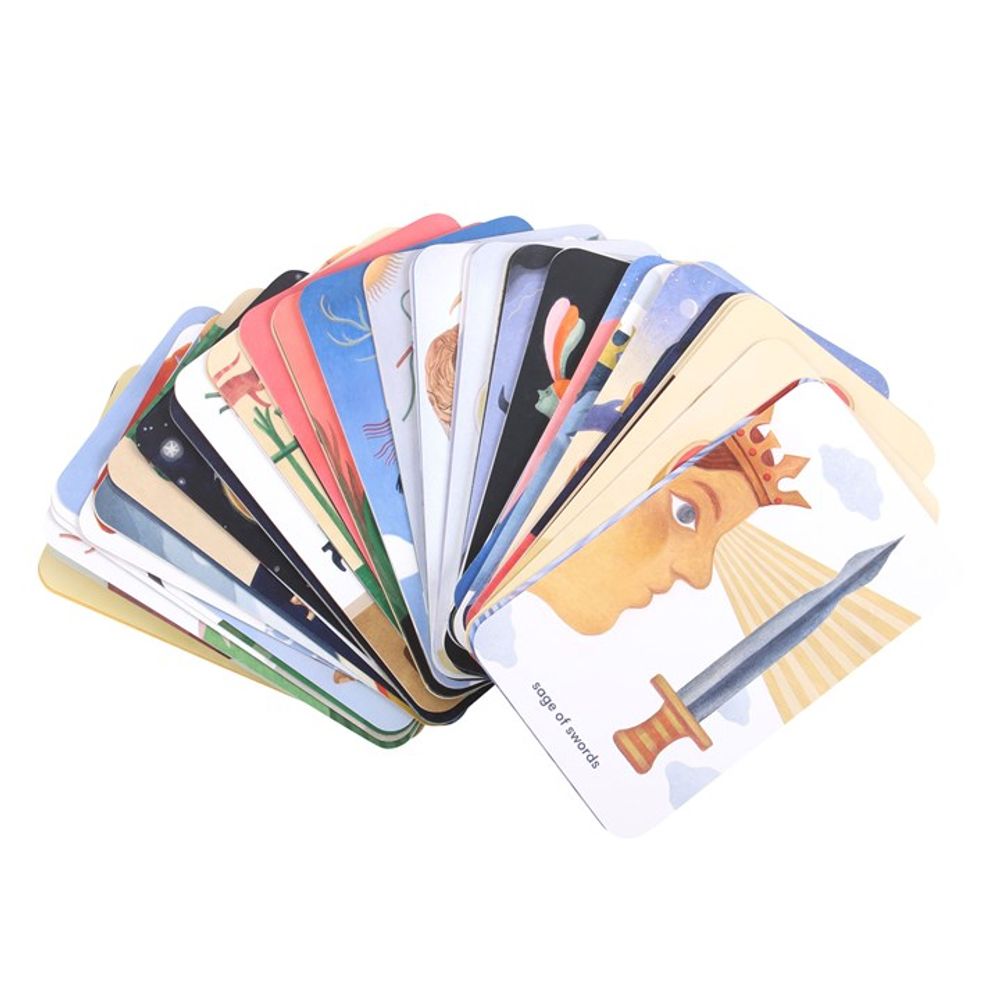 Tarot For All Ages Tarot Cards The Tarot For All Ages tarot card deck by Elizabeth Haidle includes a 78-card deck and and informational guidebook. This deck has been thoughtfully designed for younger audiences with child-friendly illustrations and a simplified instruction booklet, making it a great starter deck for beginners of all ages. Beautifully presented in a sliding box. Free UK Delivery by Fandomonium