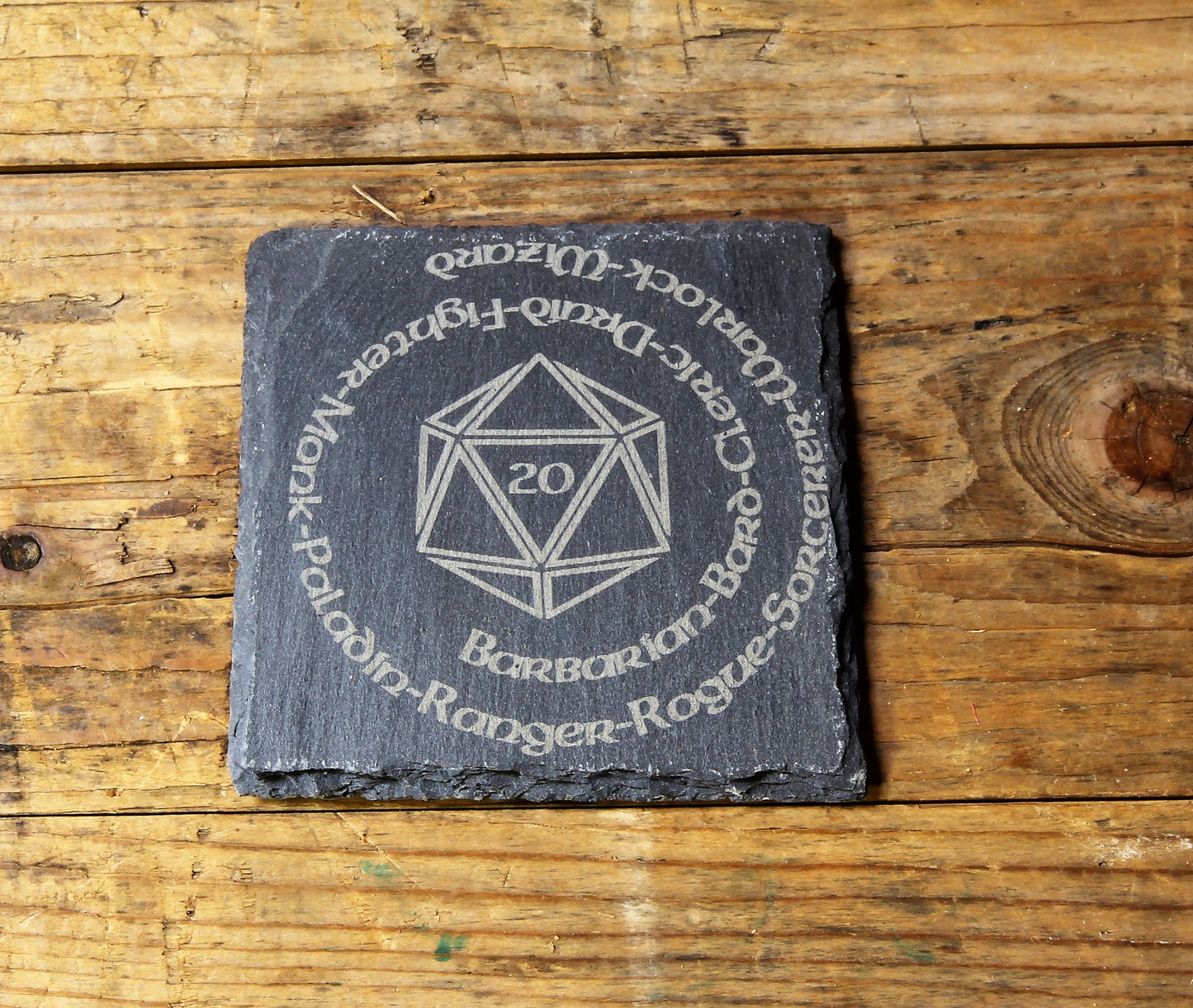 D&D 'D20 Swirl' Engraved Slate Coaster