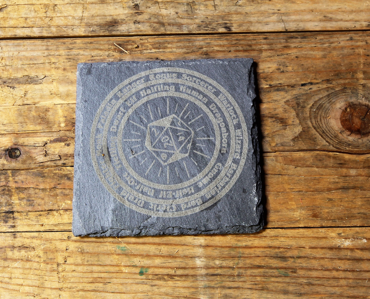 D&D 'Character Wheel' Engraved Slate Coaster