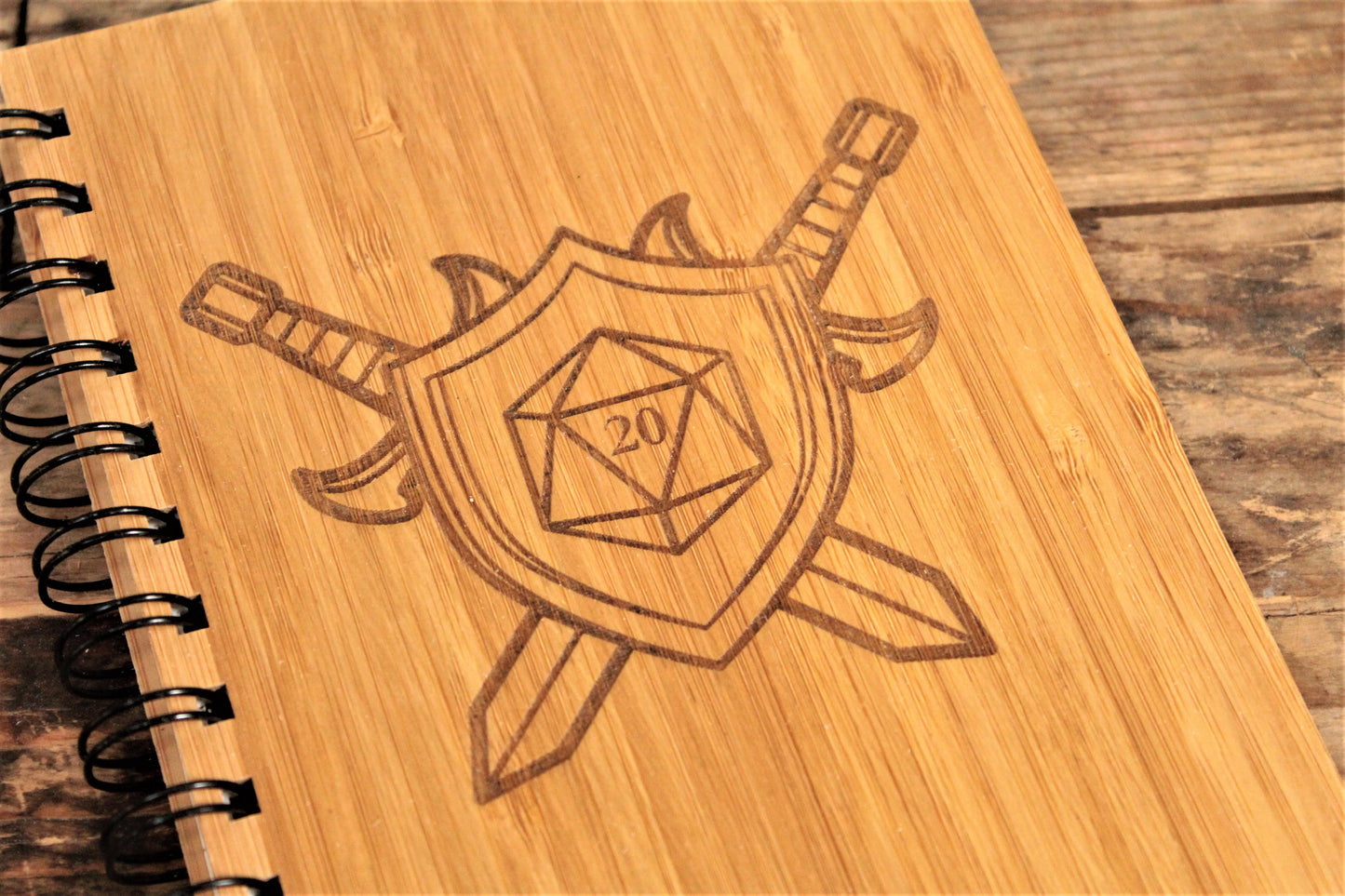 D20 Sigil engraved bamboo notebook by Fandomonium