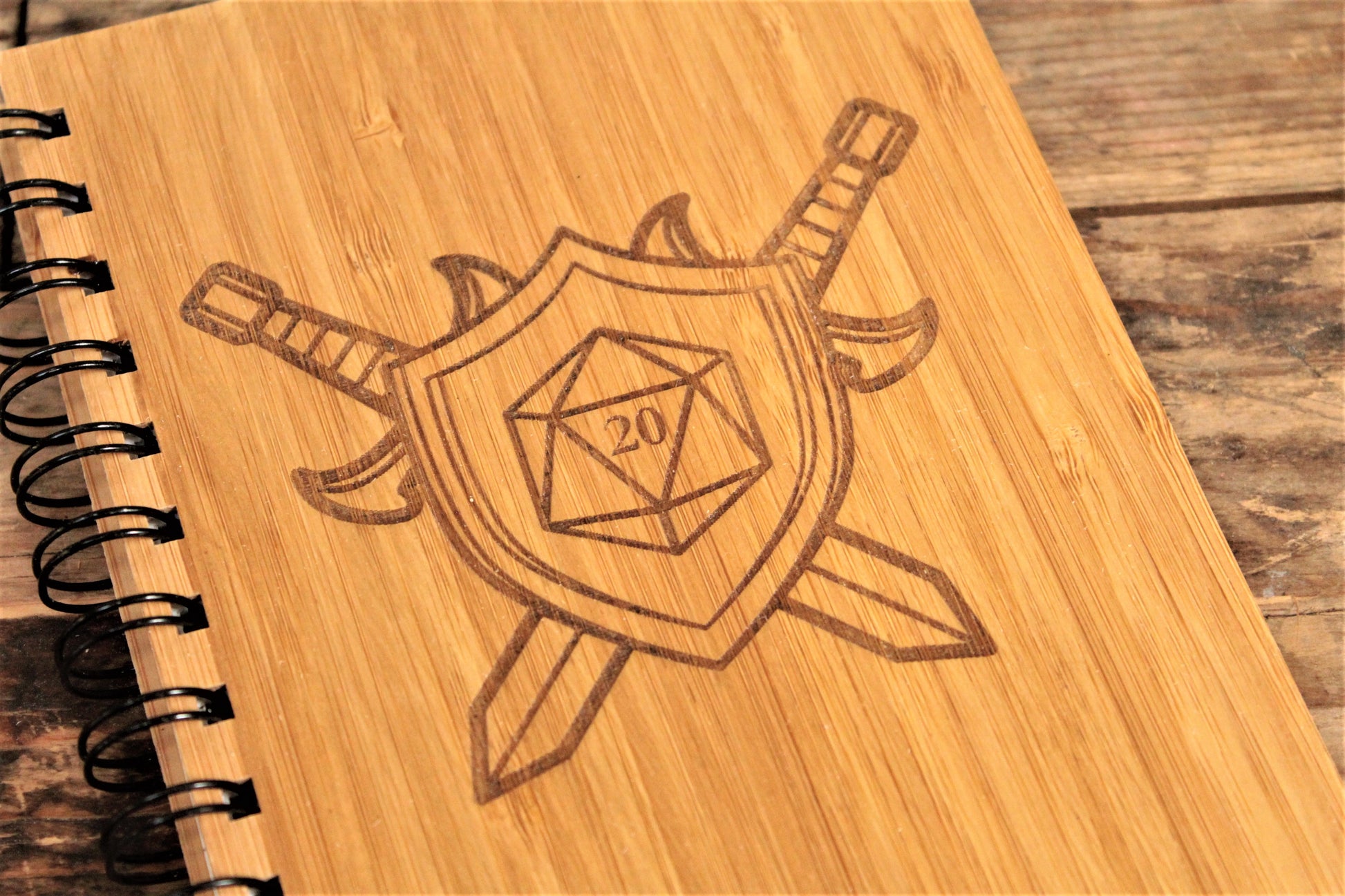 D20 Sigil engraved bamboo notebook by Fandomonium