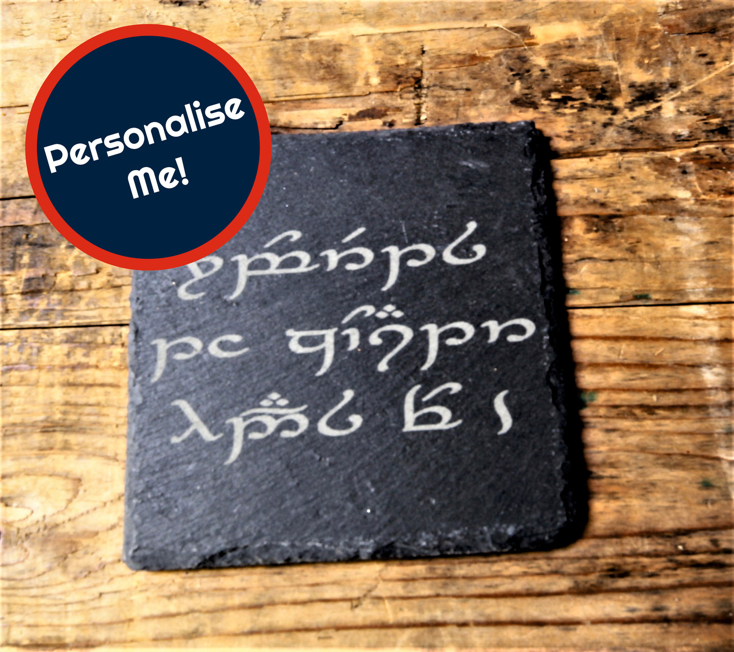 Personalised Elvish Slate Coaster