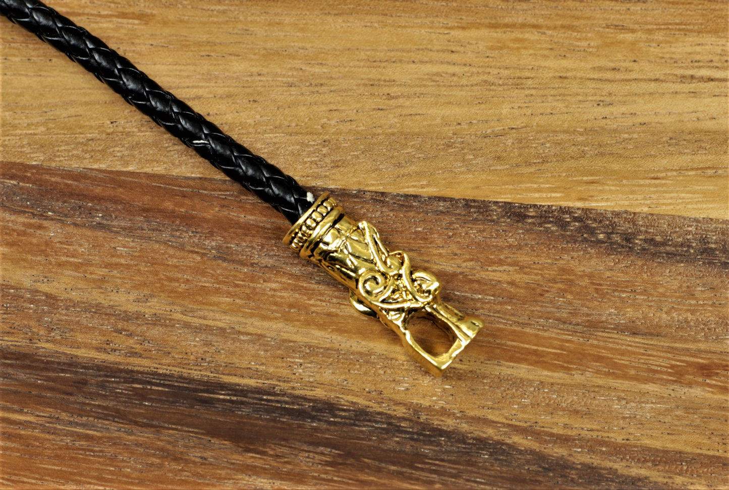 Gold Effect Triquetra Trinity Knot With Wolf Pendant Necklace