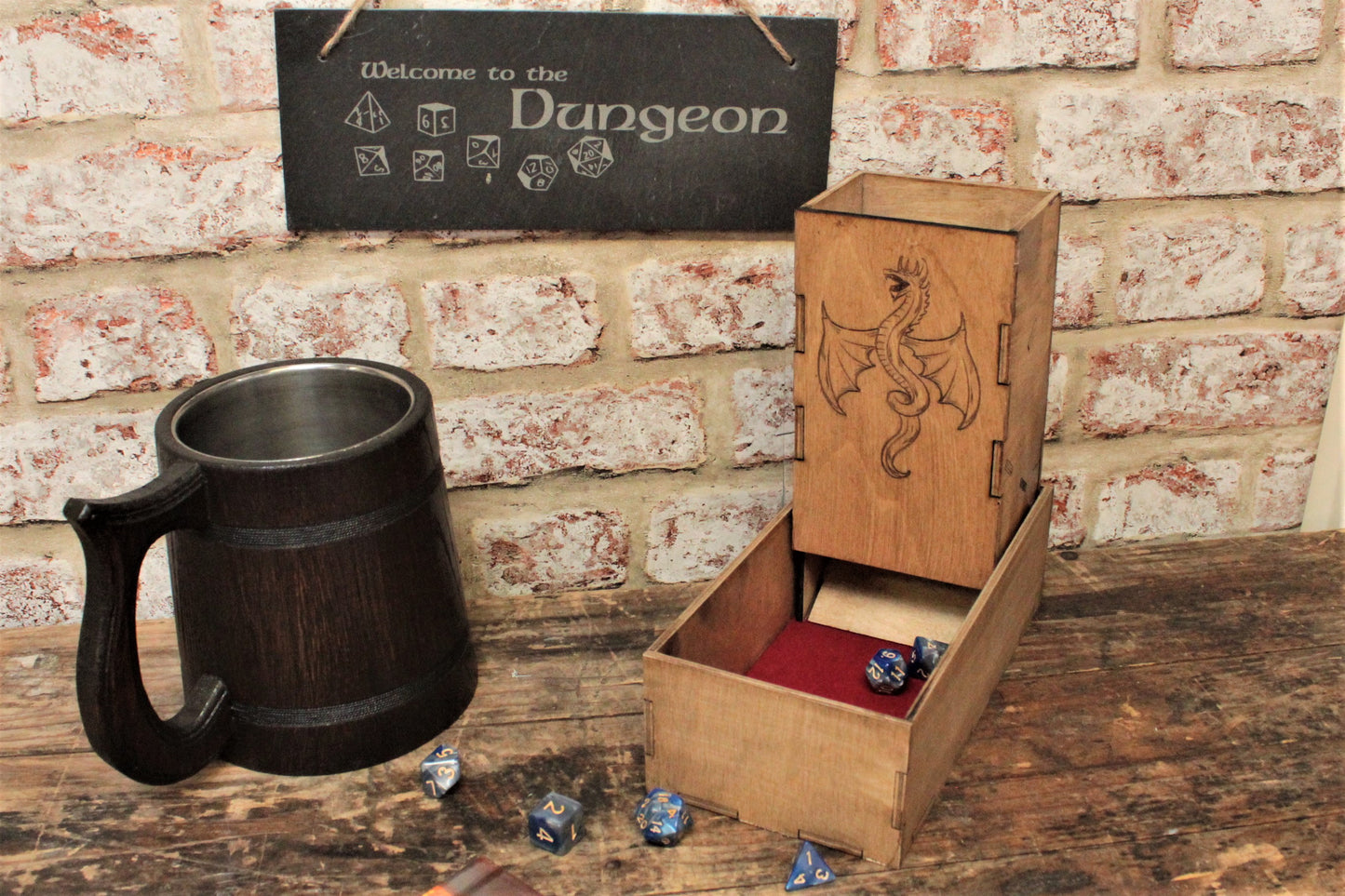 Dragon design hand made wooden dice tower / dice roller by Fandomonium