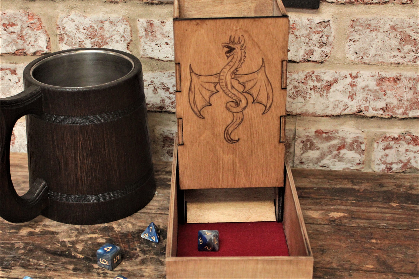 Dragon design hand made wooden dice tower / dice roller by Fandomonium