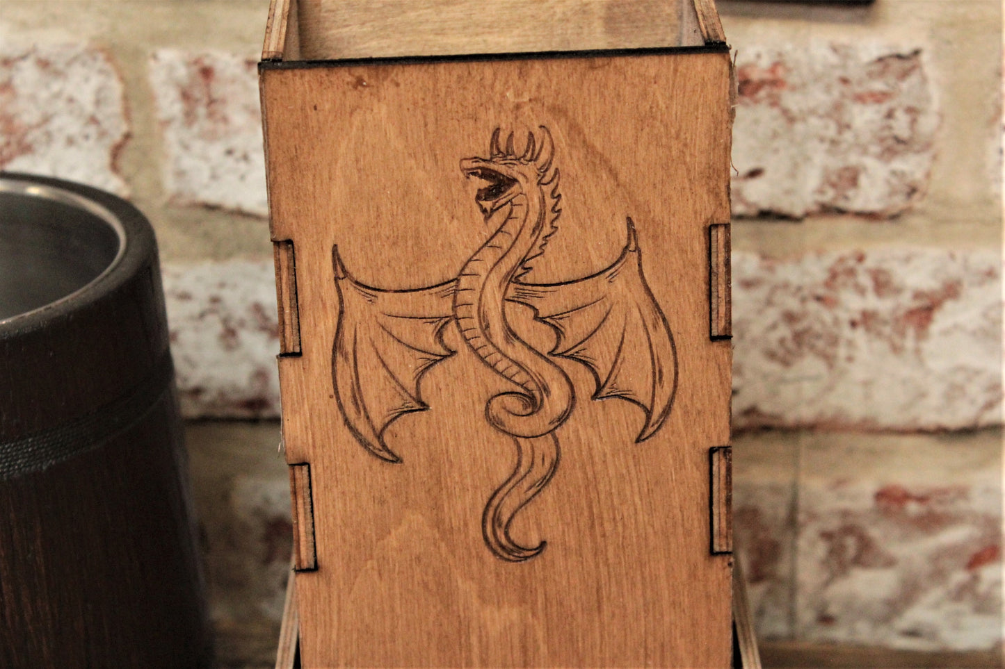 Dragon design hand made wooden dice tower / dice roller by Fandomonium