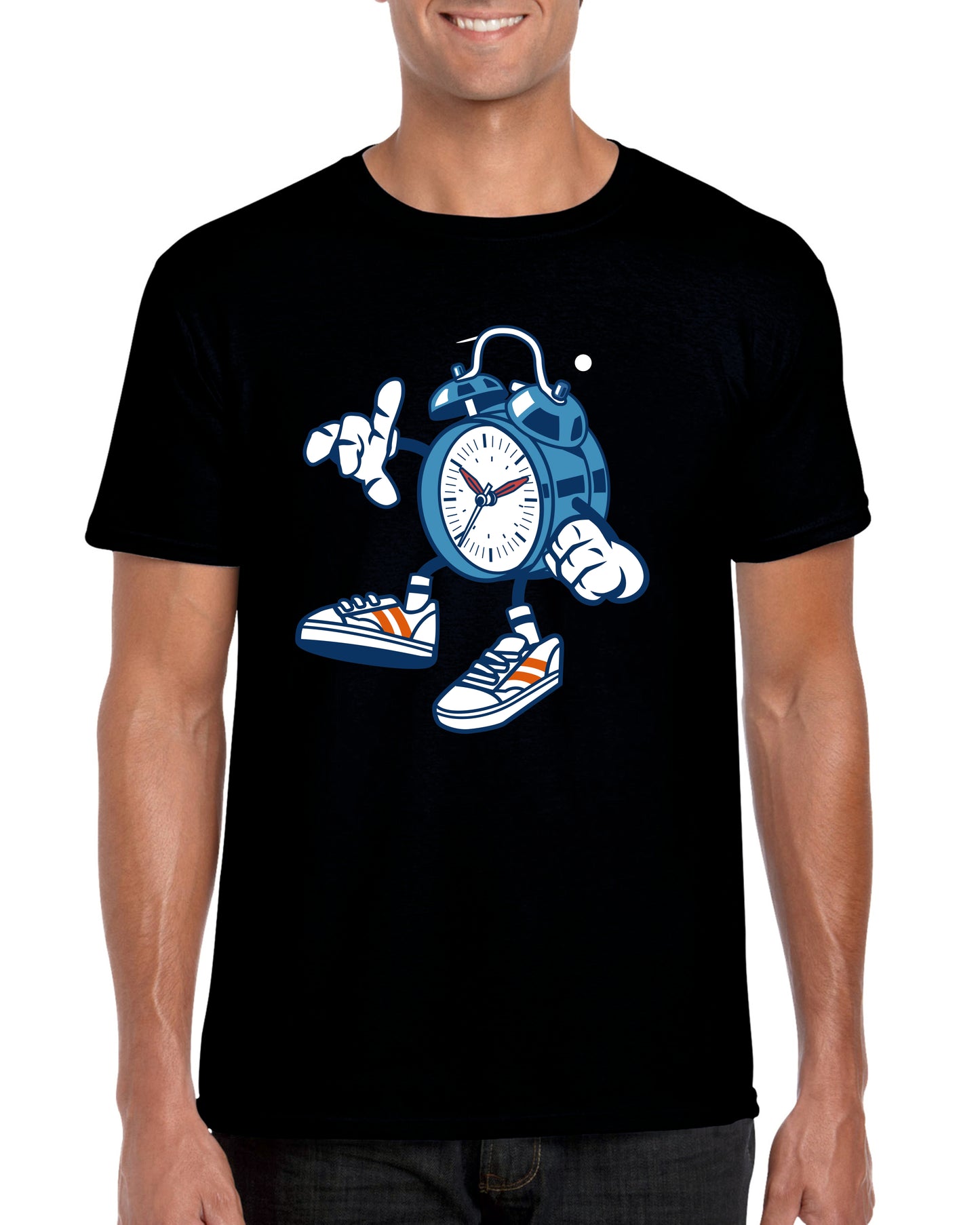 Cartoon Alarm Clock Design Cotton T-Shirt By Fandomonium