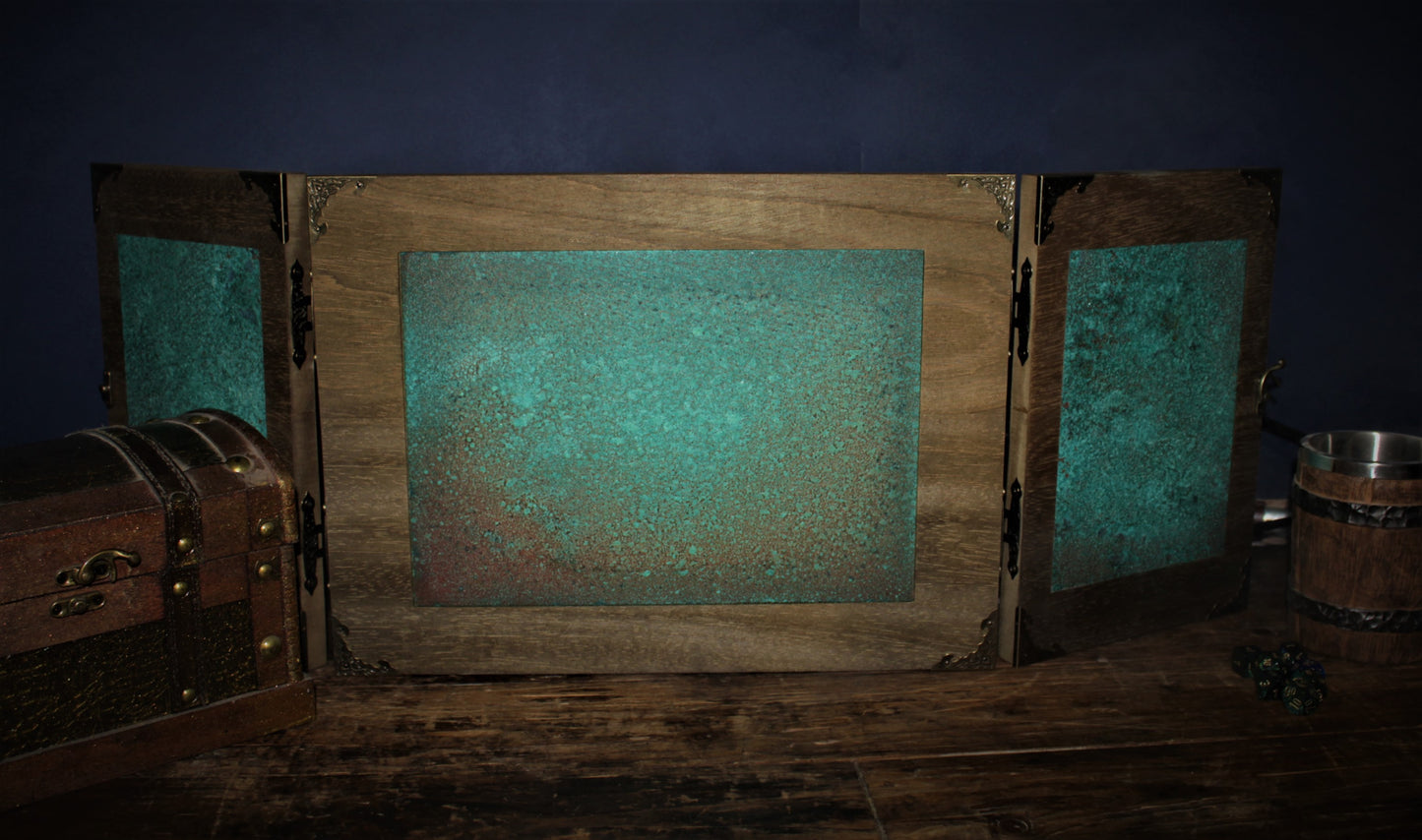 Rustic Copper Inlay Solid Wood Dungeon Master Screen