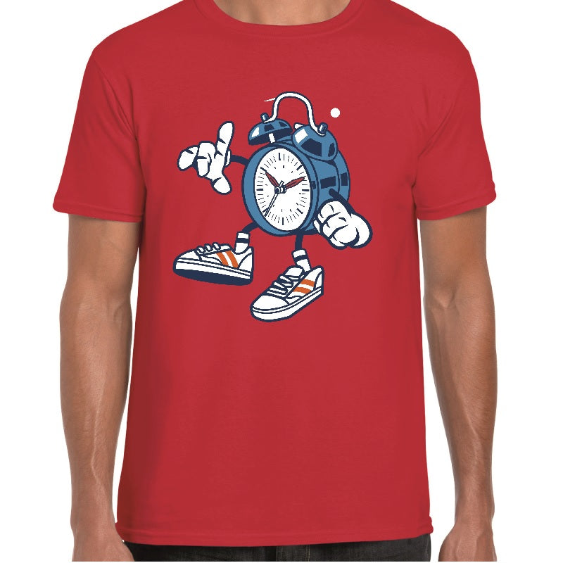 Cartoon Alarm Clock Design Cotton T-Shirt By Fandomonium