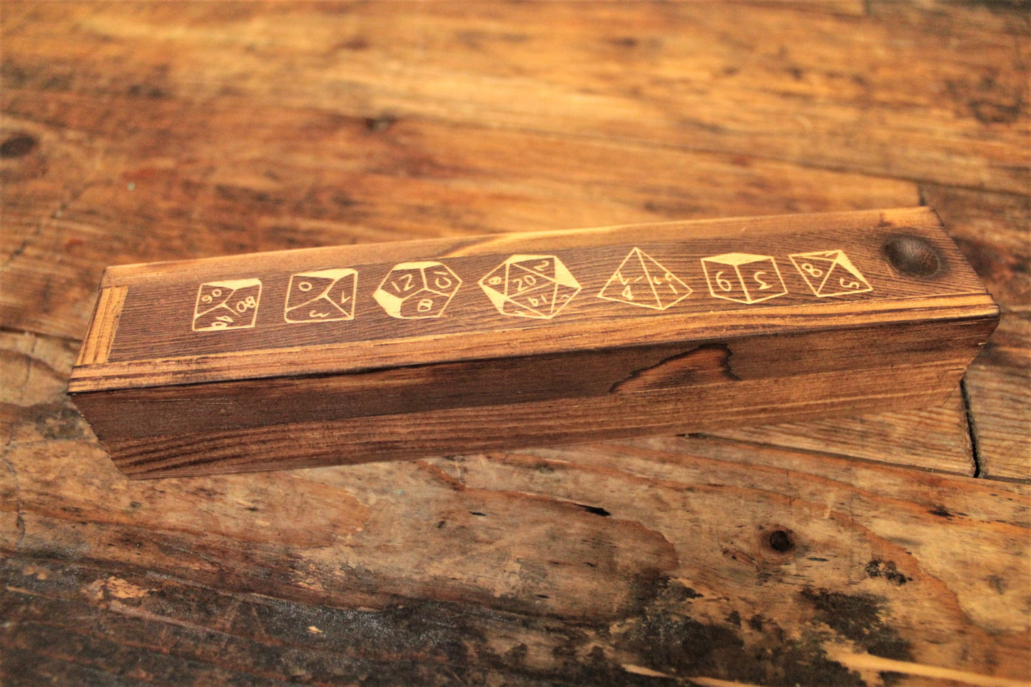 Engraved Wooden Dice Box With Slide Off Lid