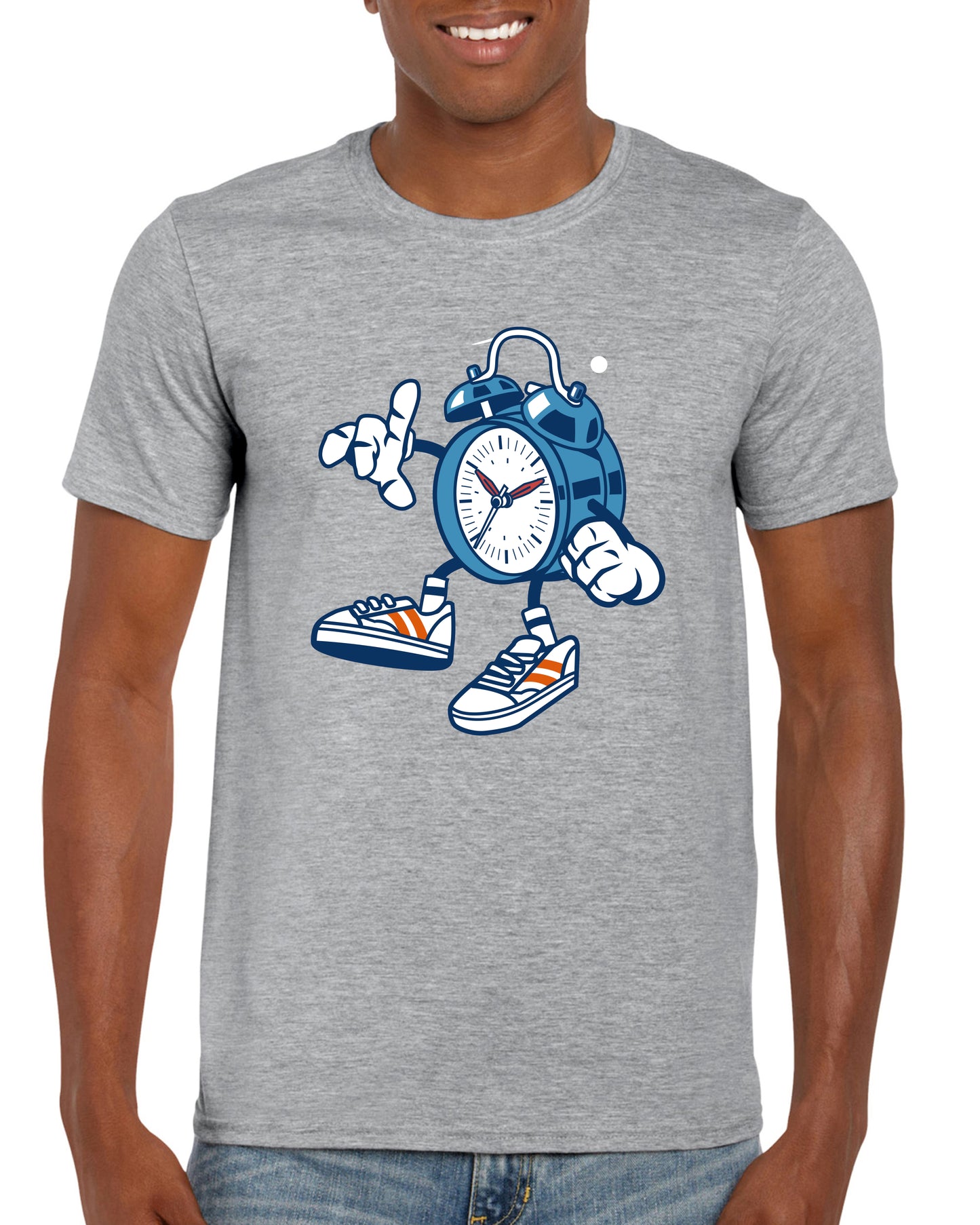 Cartoon Alarm Clock Design Cotton T-Shirt By Fandomonium