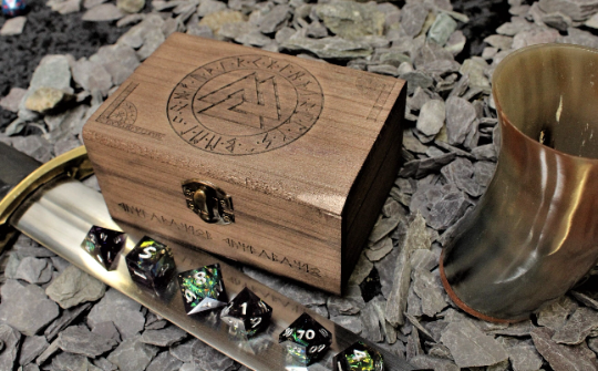 Valknut Design Engraved Wooden Dice And Trinket Box. Free Delivery By Fandomonium