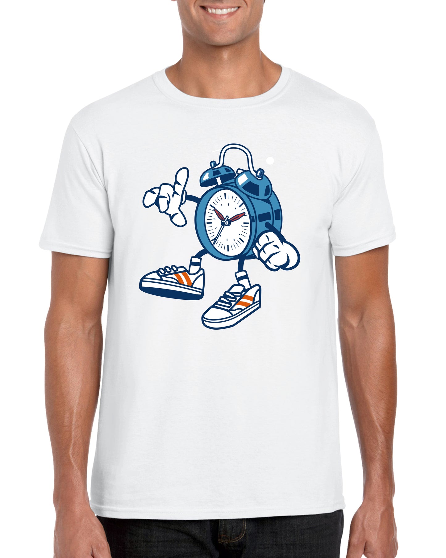 Cartoon Alarm Clock Design Cotton T-Shirt By Fandomonium