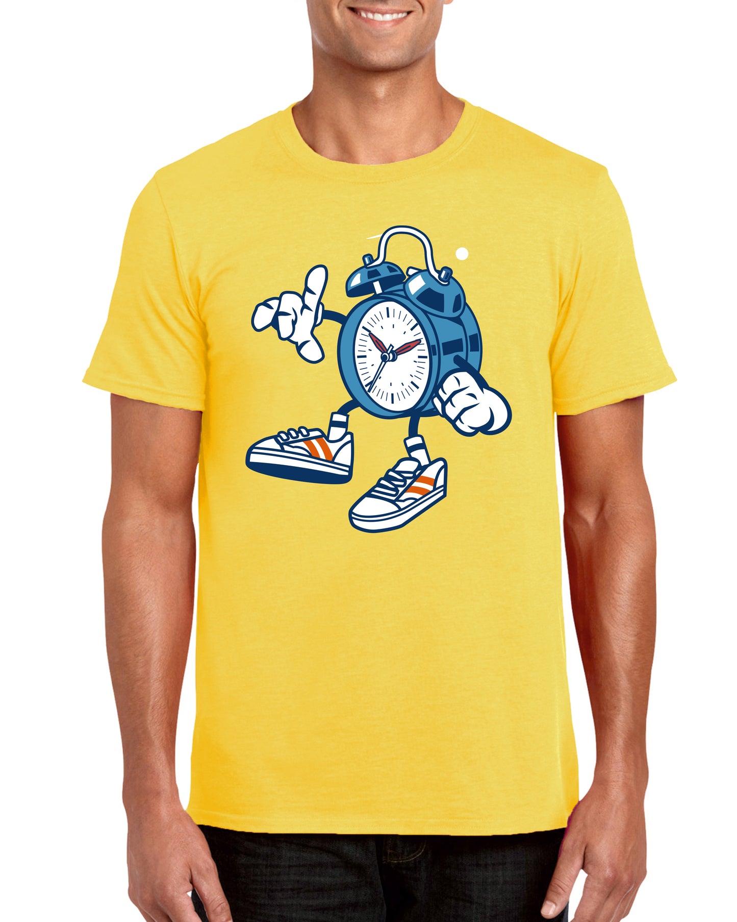 Cartoon Alarm Clock Design Cotton T-Shirt By Fandomonium