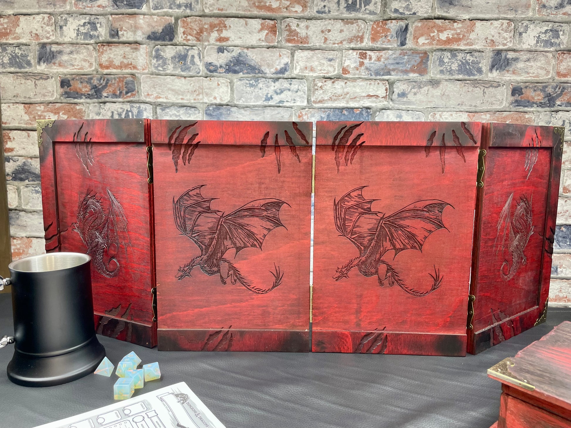 4 panel folding Dungeon Master Screen In choice of colours and designs.