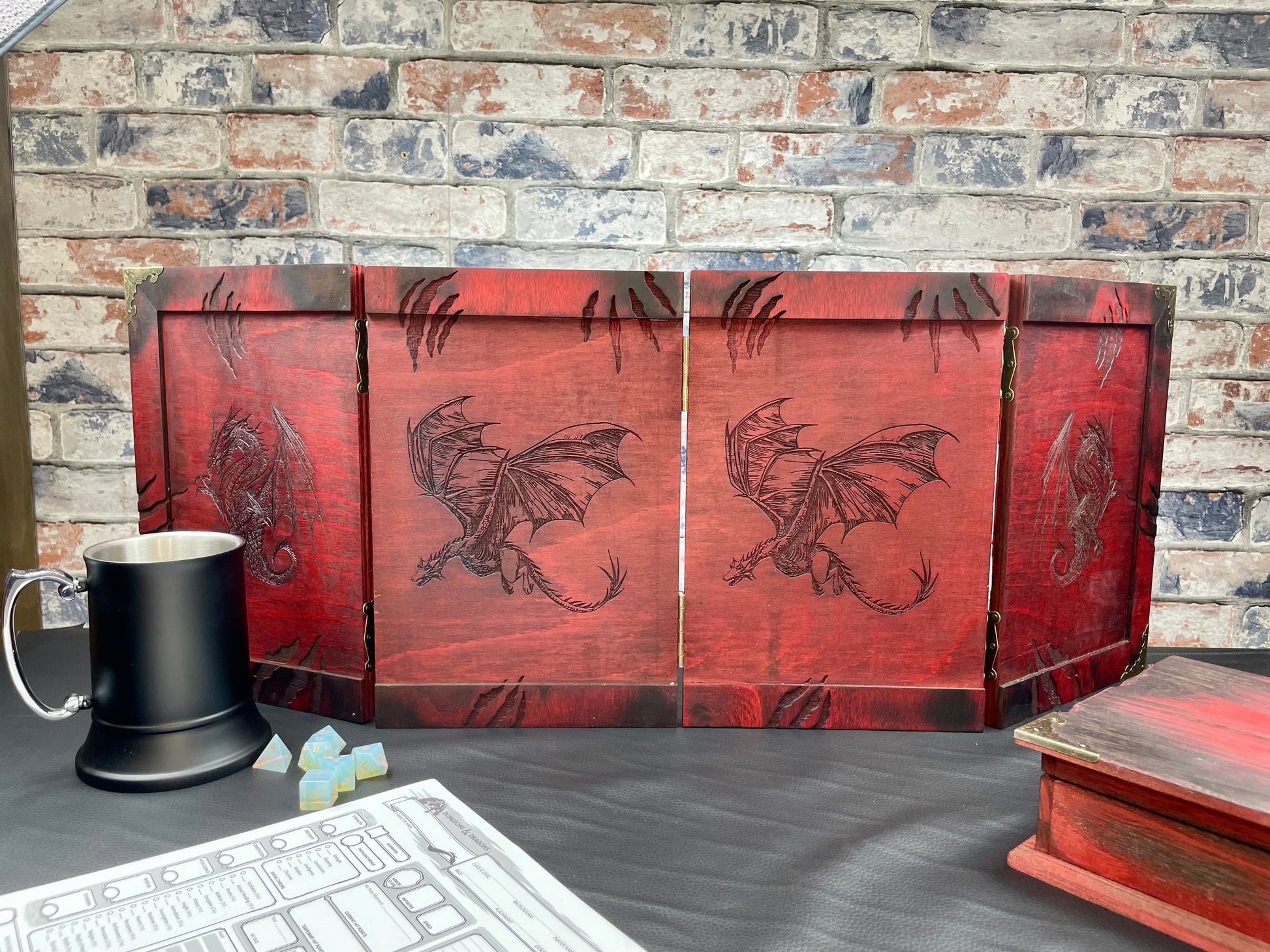4 panel folding Dungeon Master Screen In choice of colours and designs.