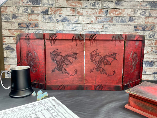 4 panel folding Dungeon Master Screen In choice of colours and designs.