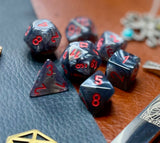 Black Velvet Chessex Dice Set  These genuine Chessex polyhedral dice sets are a perfect addition to any dice collection.  They are standard 16mm polyhedral dice sets perfect for Tabletop games and RPG's such as pathfinder or dungeons and dragons.  This set includes one of each D20, D12, D10, D%, D8, D6, D4.  Why Choose Chessex?  Chessex are the market leaders in quality of dice and consistency of roll and have been creating dice for over 30 years